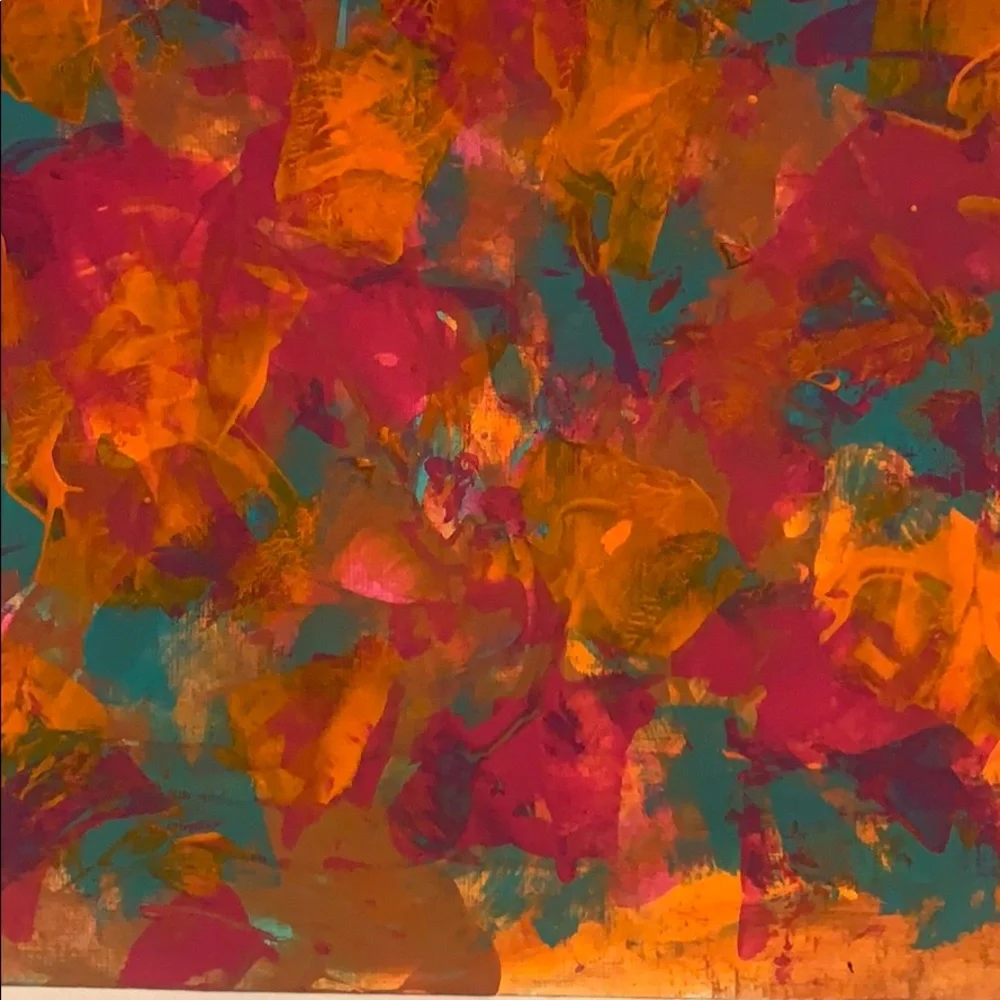 Original art! Magenta, teal, orange and pink 9x12 on Acrylic Paper